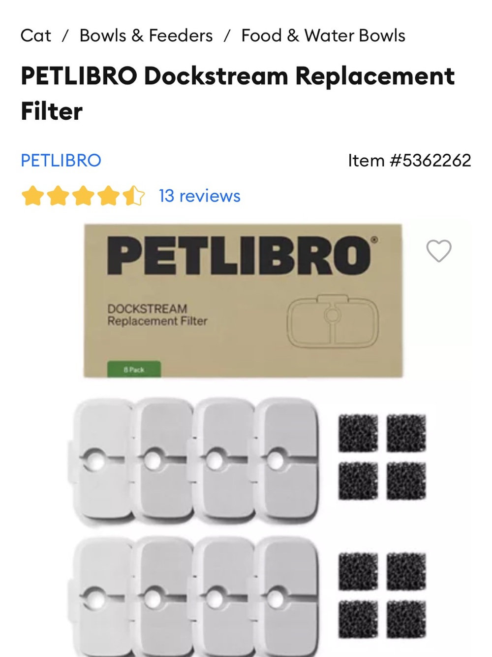 PETLIBRO Dockstream Replacement Filter - White with Black Foam Pads